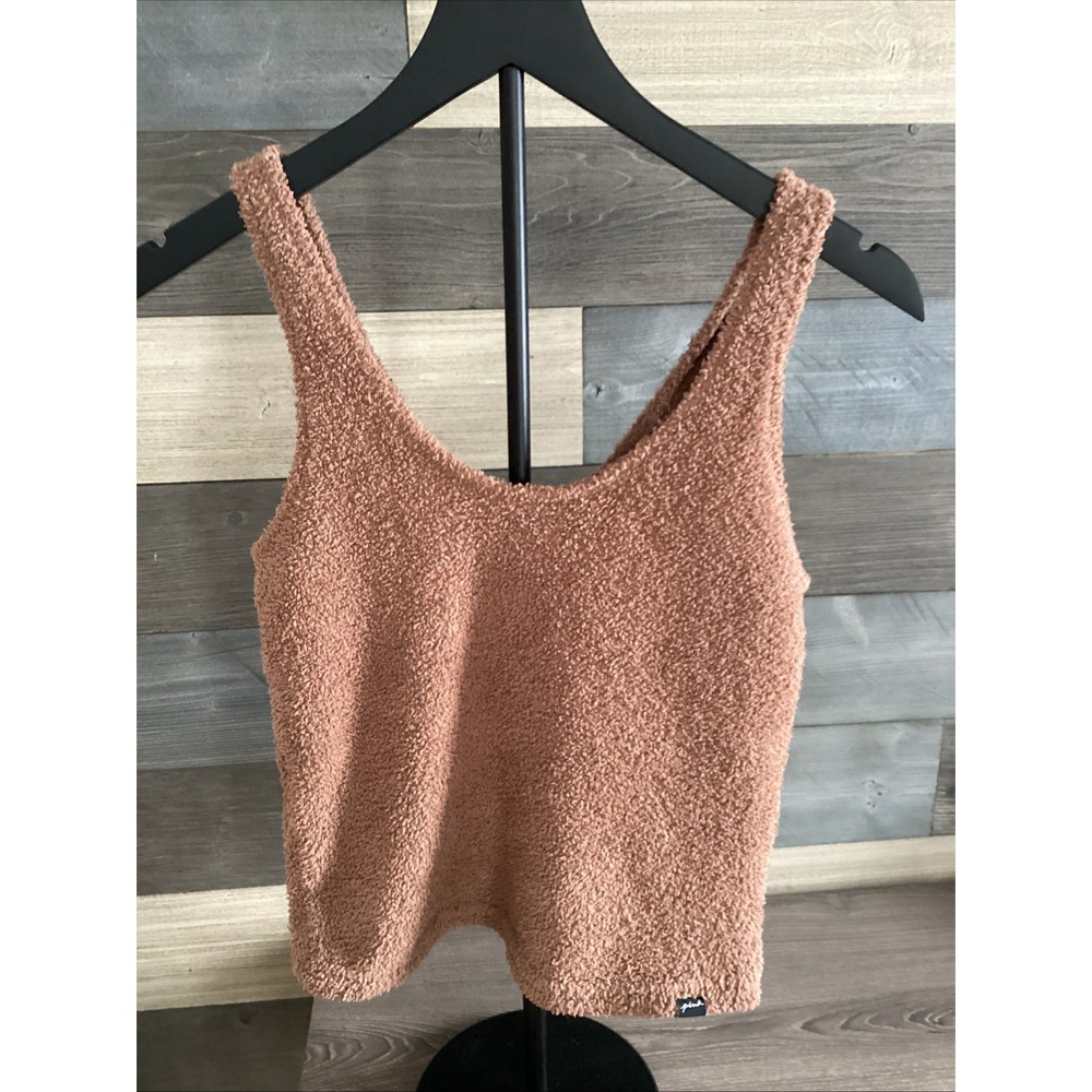 Victoria Secrets PINK sleepwear Top Size Small Towel Like Feel Brown‎
